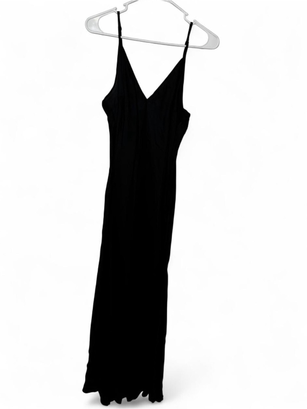 The Great Black Viscose Satin Slip Dress V-Neck Maxi Adjustable Straps Size 3